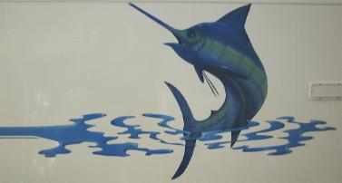 Marlin design on boat