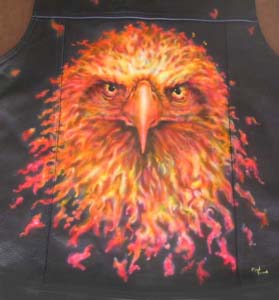 leather Vest with Flaming Eagle