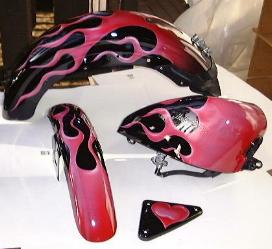 Airbrushed Harley Tank, Fenders and Cover Plate