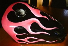 Bike Tank with Flame and Heart Design