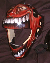 Goalie Mask with Demon Graphic