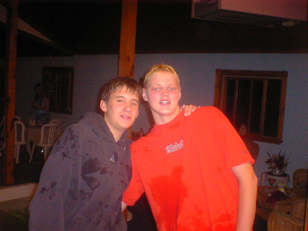 Picture taken: August, 2001&nbsp; Ages at time: Corey-17, Mike-17