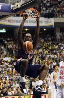 SEOUL, SOUTH KOREA - AUGUST 15: Elton Brand of Team
					 USA scores a basket during the match between USA and South Korea at the World
					 Basketball Challenge 2006 on August 15, in Seoul, South Korea. The United States
					 beat South Korea 116-63, both teams are preparing for the World Basketball
					 Championships in Japan next week. (Photo by Chung Sung-Jun/Getty Images)