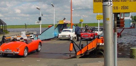 Getting on the ferry during the Koolzaadrit 2001