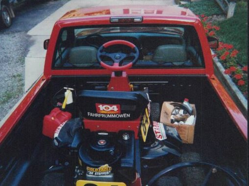ANOTHER SHOT OF MARK'S MOWER LOADED UP