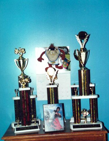 ONE OF MARK'S TROPHY SHELVES