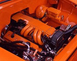 [1989 Corvette TPI 350 ci engine in 1955 Chevy Belair]