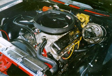 [View under the hood, 454 ci.]