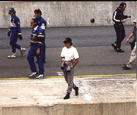 Raul in the pitlane, Watkins Glen, 1998