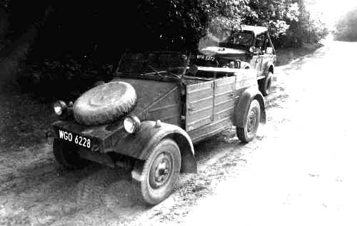 a B&W picture of my K�belwagen at a military tank range near Warsaw with my friends GAZ 69 in the background