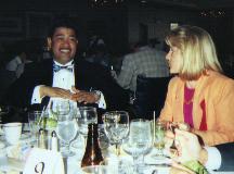 with Shari at reception... about to knock over the drinks