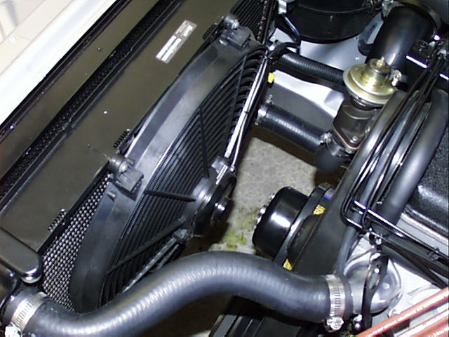 Fan and radiator installed in car