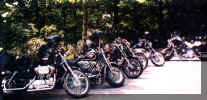 Harleys Parked At Moses Cone  House