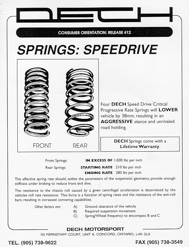 SPEEDDRIVE SPRINGS
