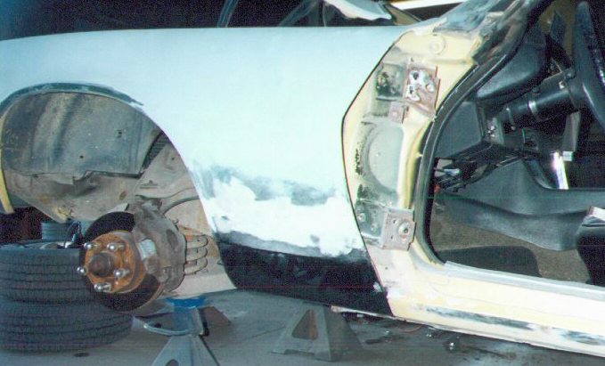 Front fender work on 1971 Chevy Camaro