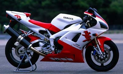 A red R1 on an axle stand