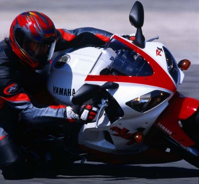A red R1 at the track