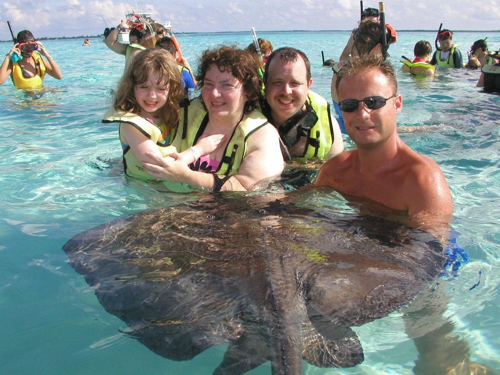 This is the Robert Seamon Family at Stingray City in the Grand Cayman islands.