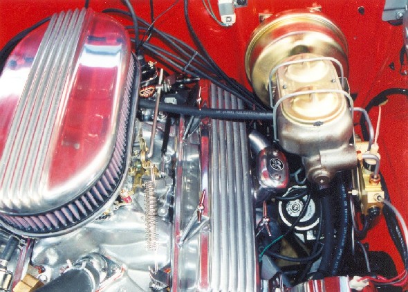 Drivers side view of rear part of engine