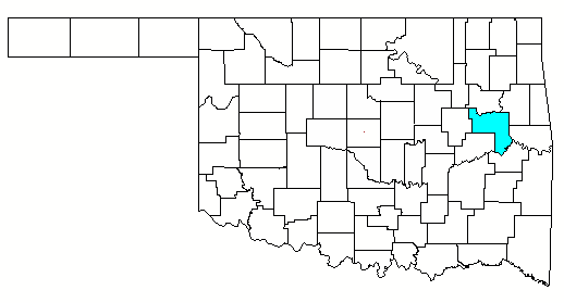 State Map with county that Muskogee is found in