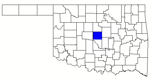 State Map with county that Oklahoma City is found in