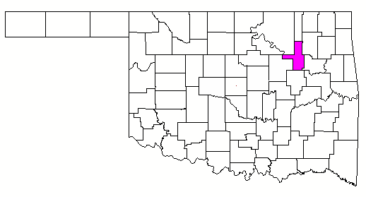 State Map with county that Tulsa is found in