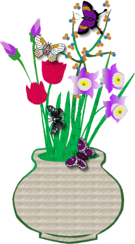 Flowers in a Vase with Butterflies