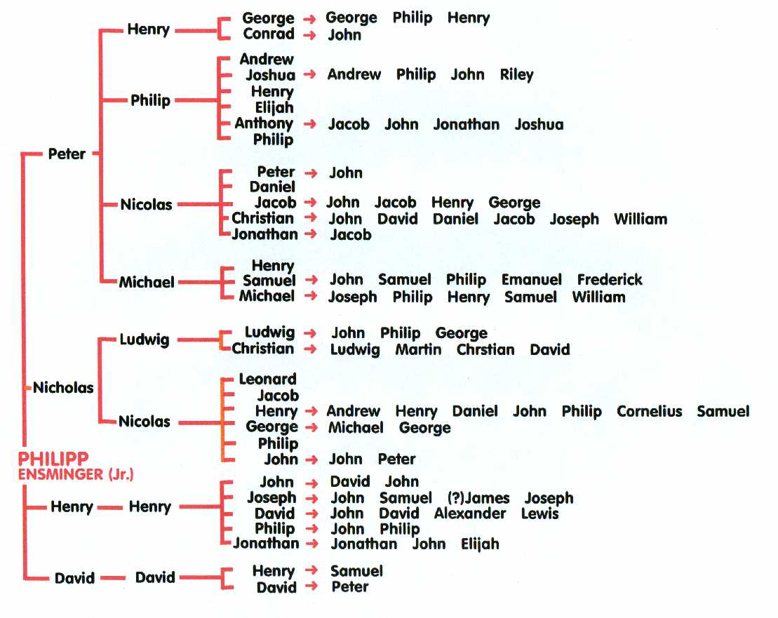 {CHART: American immigrant sons
of Philipp Ensminger]