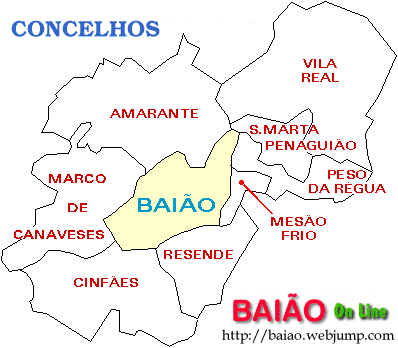 Mapa dos Concelhos de Bai�o e Vizinhos
