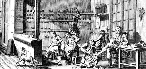 18th-century shoeshop in Diderot's Encyclopedia