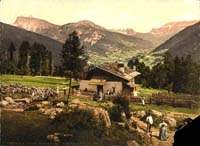Photoglobe colorprint. View of Ortisei from Pinei