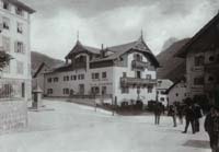 Center of town with old Hotel Adler, Posta and school