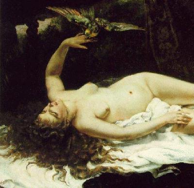 Mujer con p�jaro, Courbet