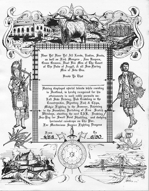 Citation For Completing a Tour of Duty in Holy Loch, Scotland