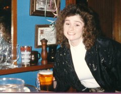 Janis serving a 'heavy' at our favorite pub.