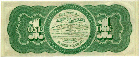1862 $1 NOTE REVERSE