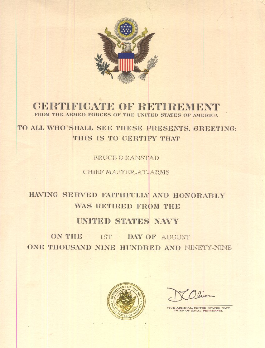Retirement Certificate