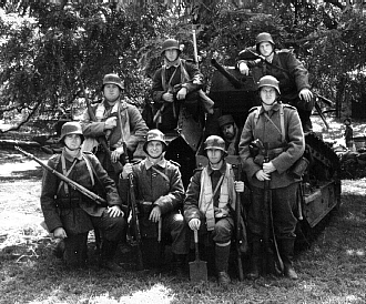 German soldiers on a captured Renault tank