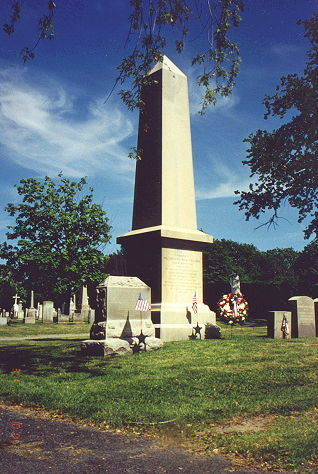 The graves of Major-General Isaac Ingalls Stevens, center, and his son Brigadier-General Hazard Stevens, left.