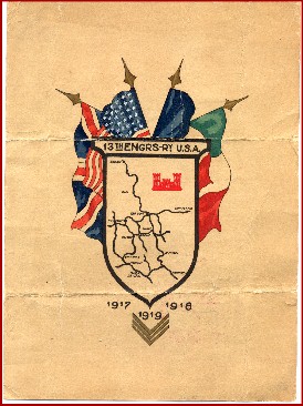 13th Engineer Railway map showing a map of France and some of the railways.