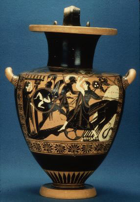 Scene containing Achilles dragging Hector's body