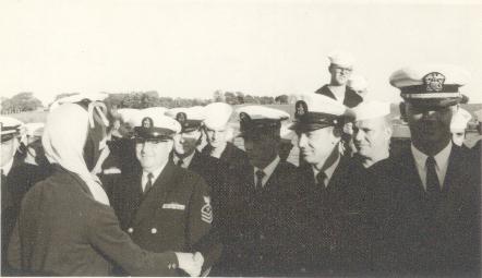 Mrs. Kennedy meets the chiefs and officers of DD-850