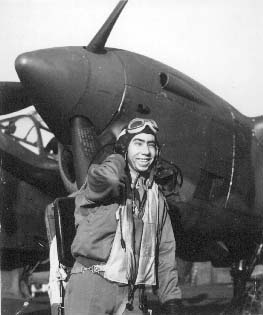 Captain Bradshaw and his P-38 'Gator Bait'