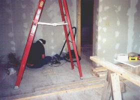 Jerry working on the cable,electric,and phone lines