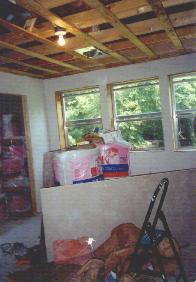 working on the sheetrock