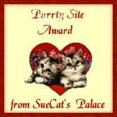 Purrty Site Award from SueCat's Palace