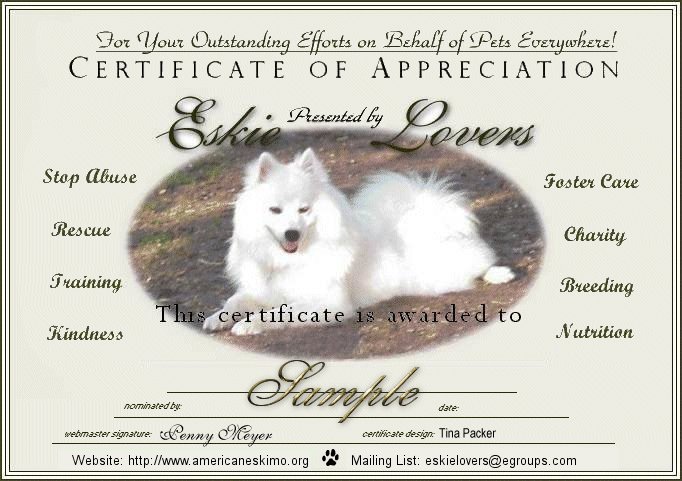 Certificate of Appreciation