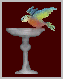 animated bird at a bird bath