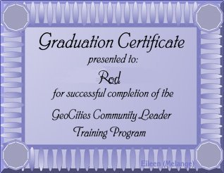 I'm still proud to be a Community Leader, even if Yahoo/Geocities did fire all of us!
