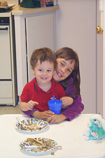 Kylie and Hayden sharing Christmas dinner